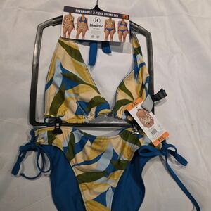 Hurley Reversible Bikini Set - Blue, Yellow, Green
